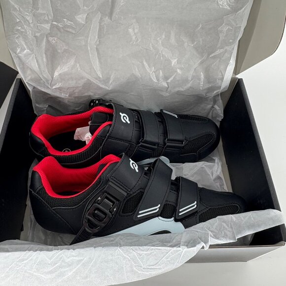 Peloton Cycling Shoes Size 42 Black & Red Spin Bike Footwear With Box NEW - Picture 6 of 8